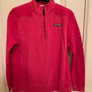 Pink Vineyard Vines Quilted Half-Zip